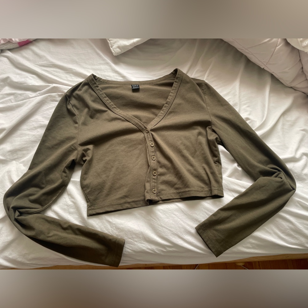 SHEIN Khaki Long Sleeve Top